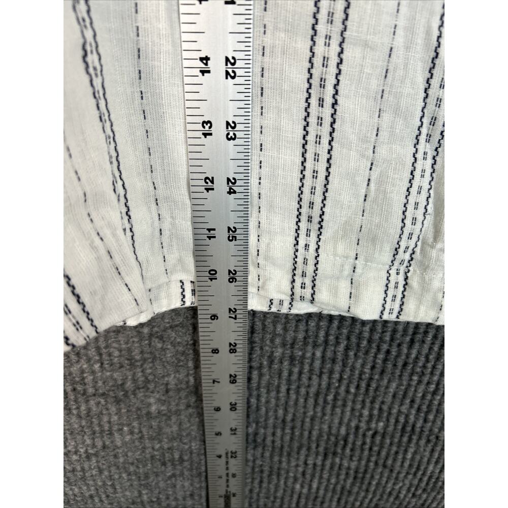 Time and Tru White and Navy Vertical Stripe Ruffle V-Neck Sleeveless Top - Picture 10 of 10